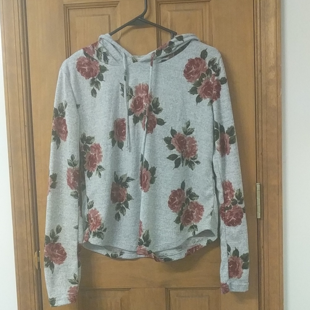 4/20 Floral Gray Crop Sweatshirt